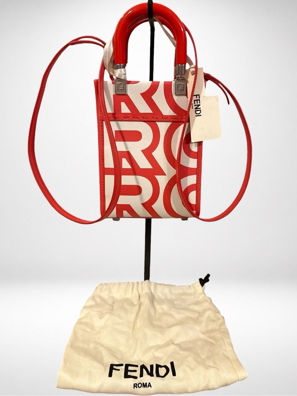 Fendi x Marc Jacobs Sunshine Mini Tote Coral Leather Crossbody Bag Y2K